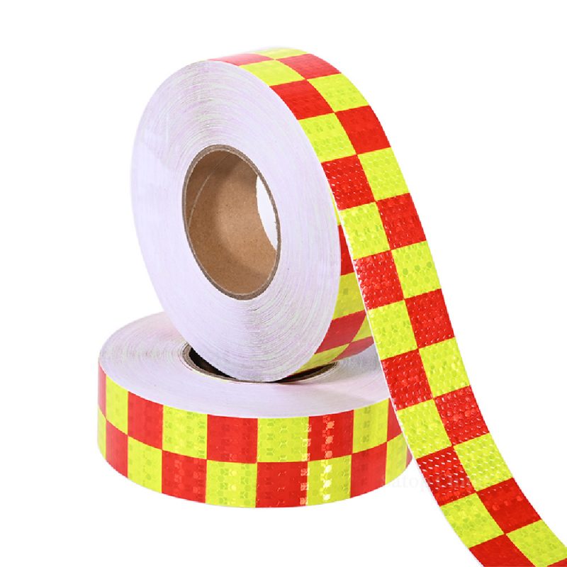 Fluorescent-Red Grid Reflective Tape