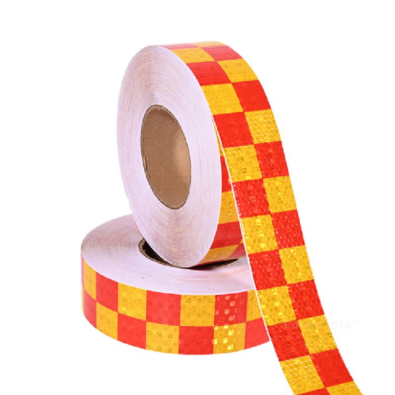 Yellow Red checkered reflective tape